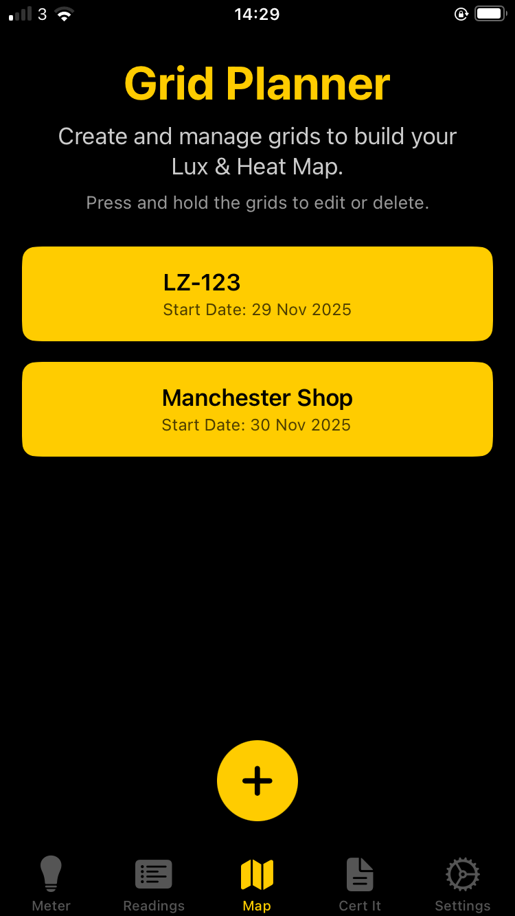 Create grid screen in Lux Meter Pro