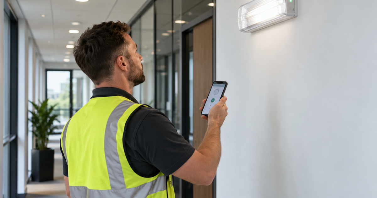 Emergency lighting test and BS 5266-1 certificate produced on site in Lux Meter Pro