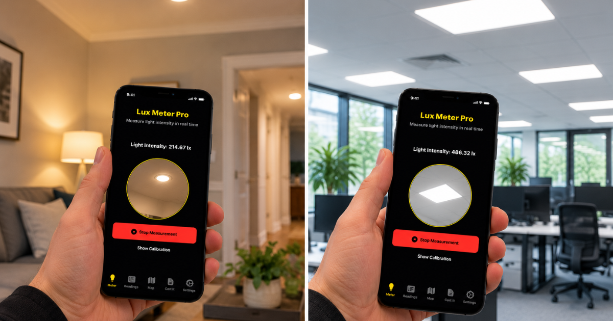 One App for Lighting Checks in Homes and Workplaces