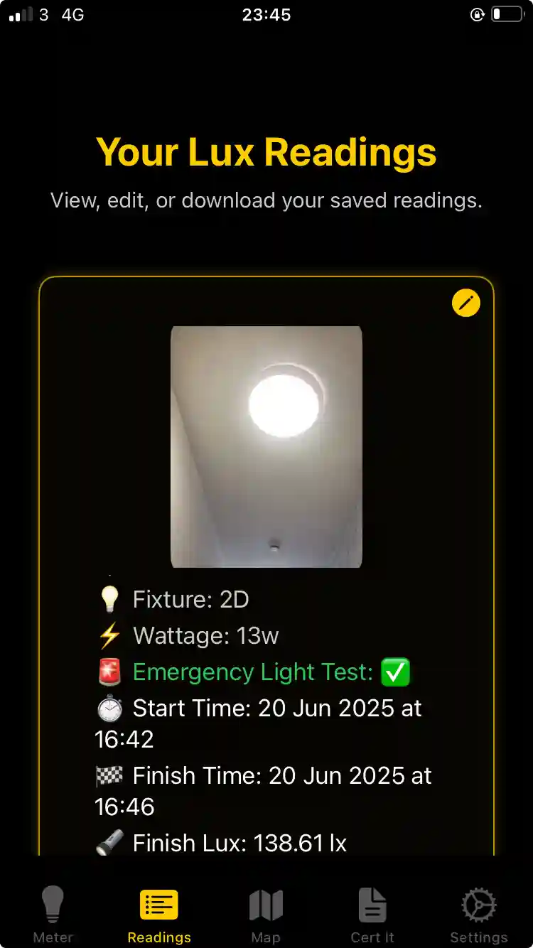 Emergency Light Testing Interface