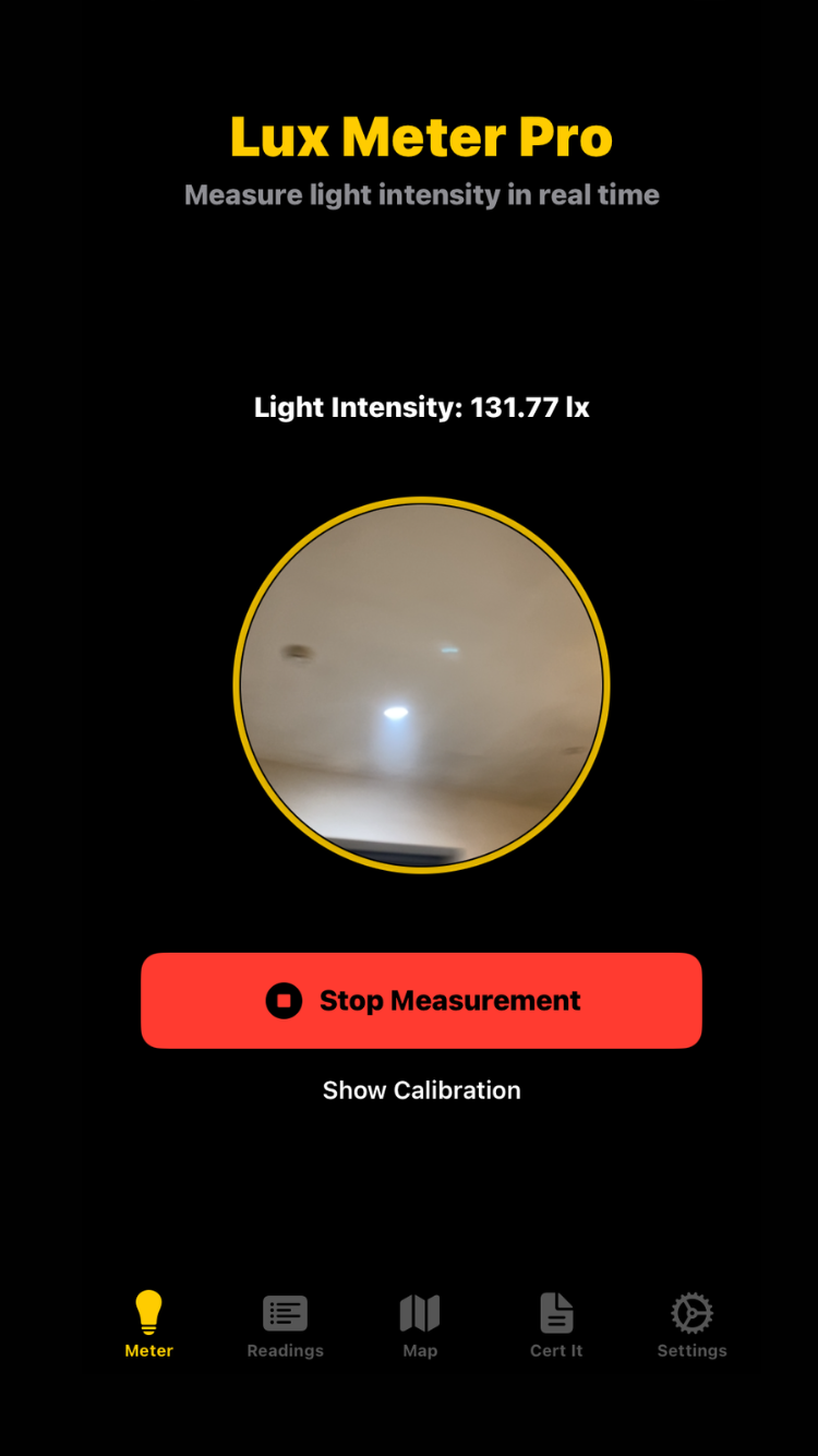 Lux Meter Pro Interface