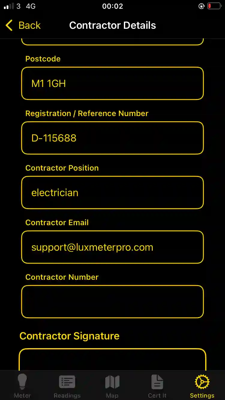 Registration Number with Governing Body, Position, Email and Number
