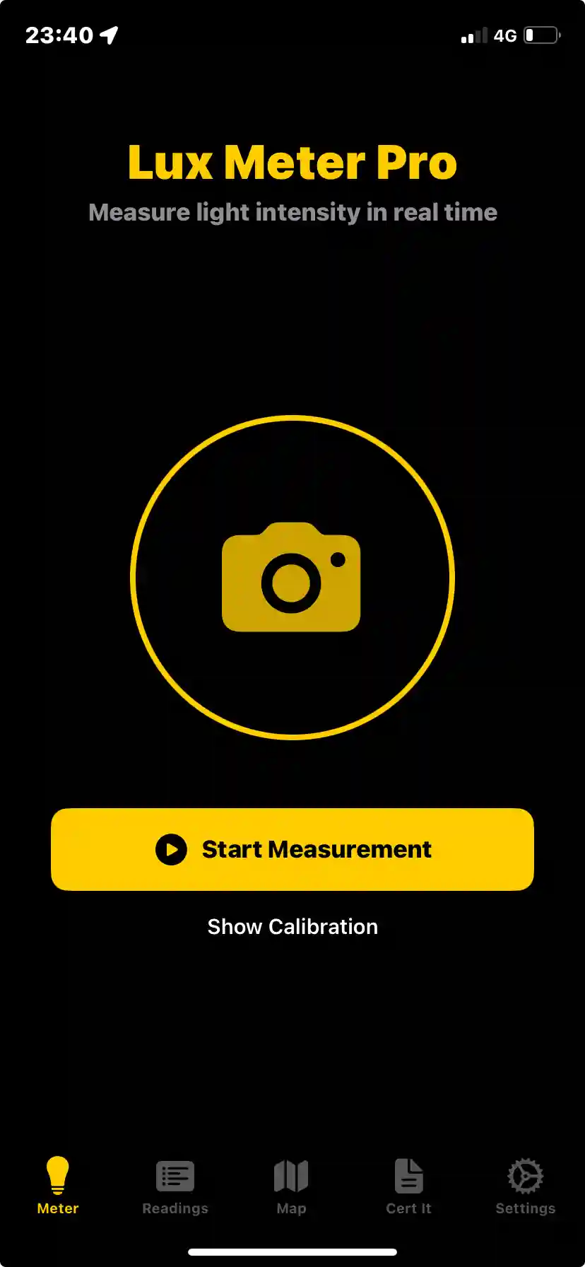 Lux Meter Pro Main Interface - Welcome Tab